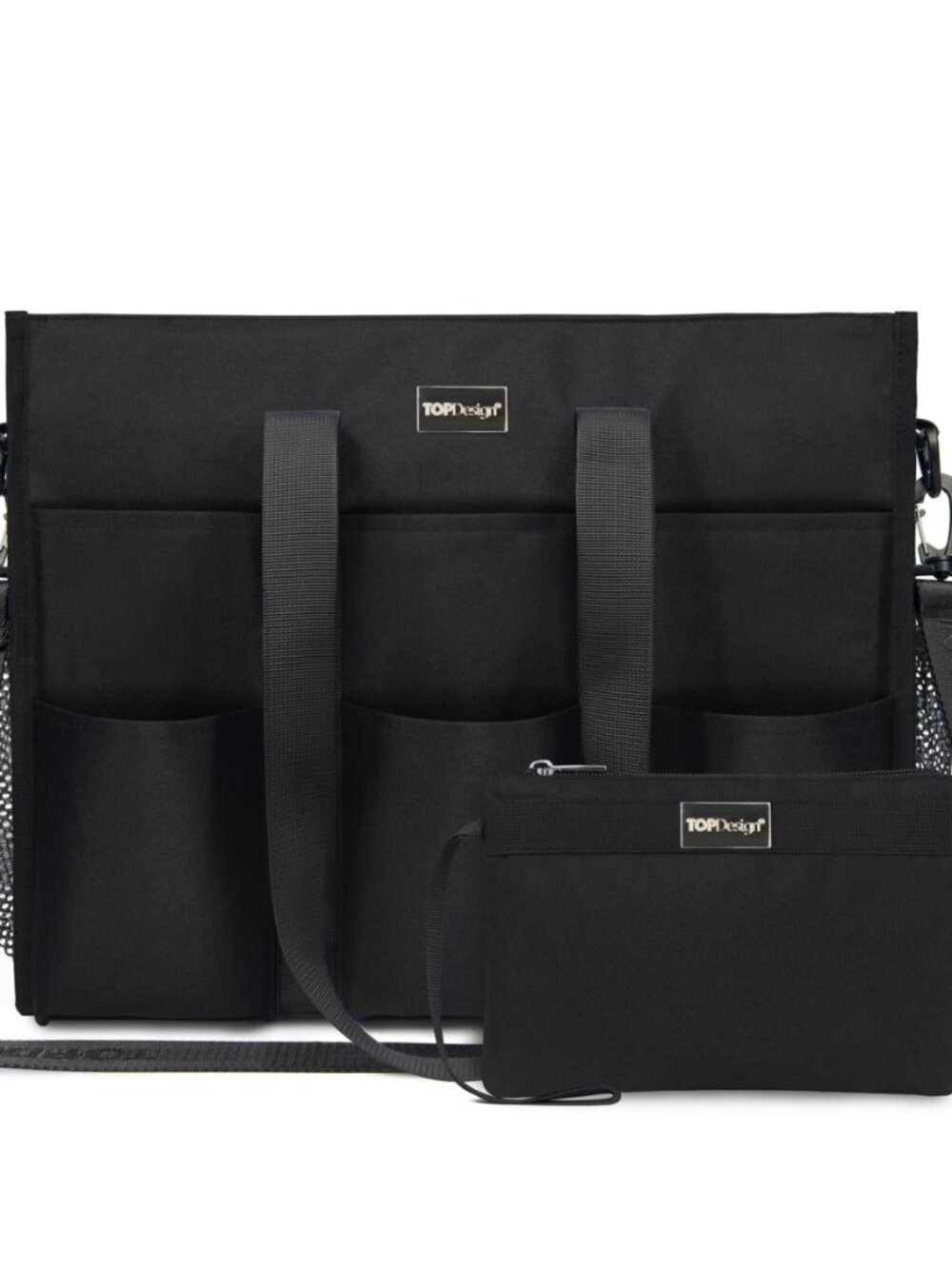 Utility Water Resistant Tote Bag with 22 Pockets, Zipper Closure